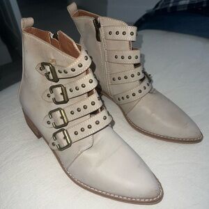 Studded Beige Ankle Boots